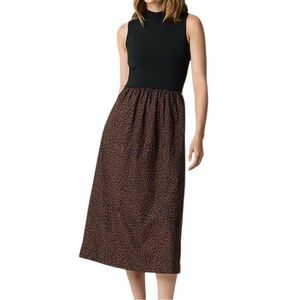 J.Crew Black & Leopard Print Sleeveless Maxi Dress – Size M Tall (NWT)